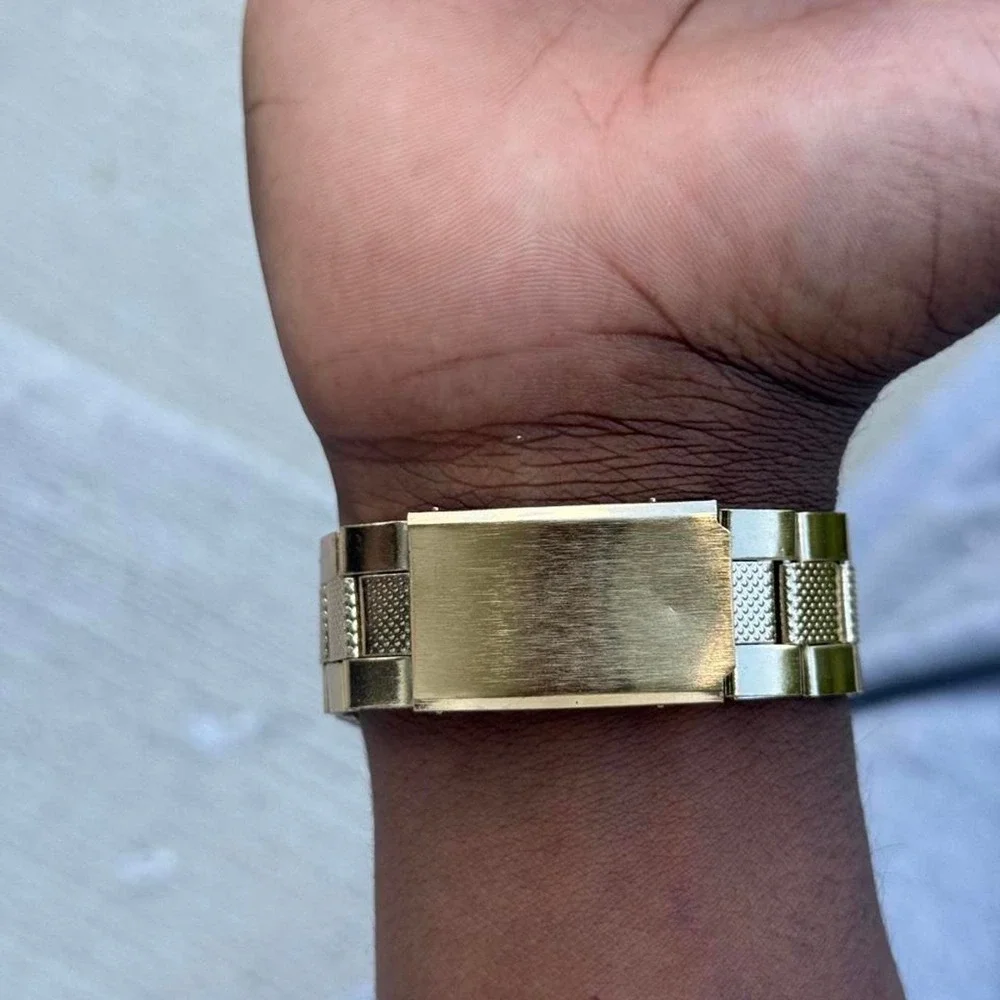 Gold Blue Skeleton Watch